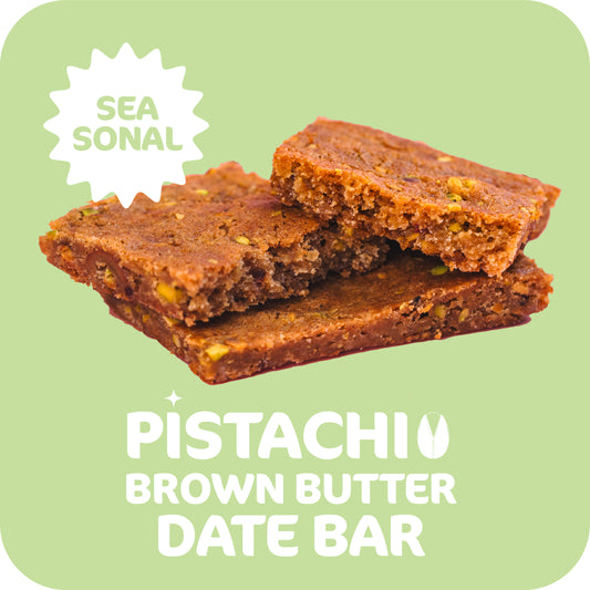 Pistachio , Brown Butter, Date Bar